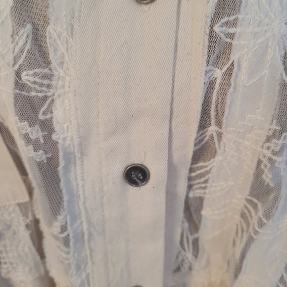 POL Sheer Lace & Twill Mixed Jacket/Top, NWT, Creamy Ivory - STUNNING STATEMENT! - Picture 8 of 13